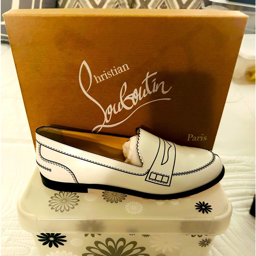 White Christian Louboutin loafer